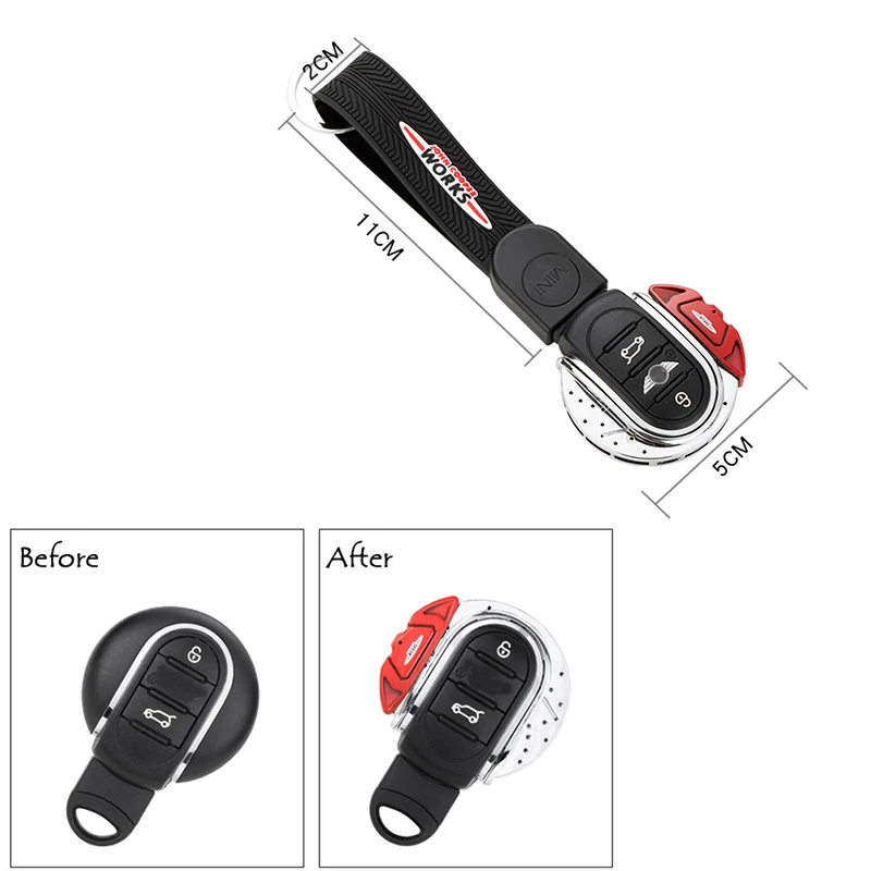 JCW Brake Disc Style Shape Key Fob Case Shell with Keychain Ring Belt For MINI Cooper 3rd Gen F55 F56 F57,2nd Gen F60 Countryman