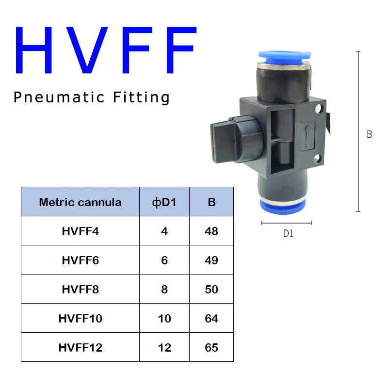 100PCS HIGH QUALITY HVFF4/6/8/10/12, 4/6/8/10/12mm Pneumatic Air 2 Way Quick Fittings Push Connector Tube Hose Plastic