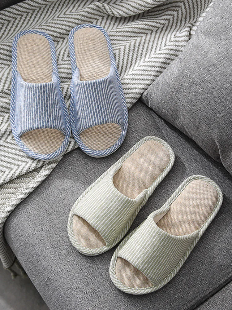 Summer Comfortable Women Home Shoes Men House Slippers Cotton Slides For Bedroom Couple Indoor Shoes