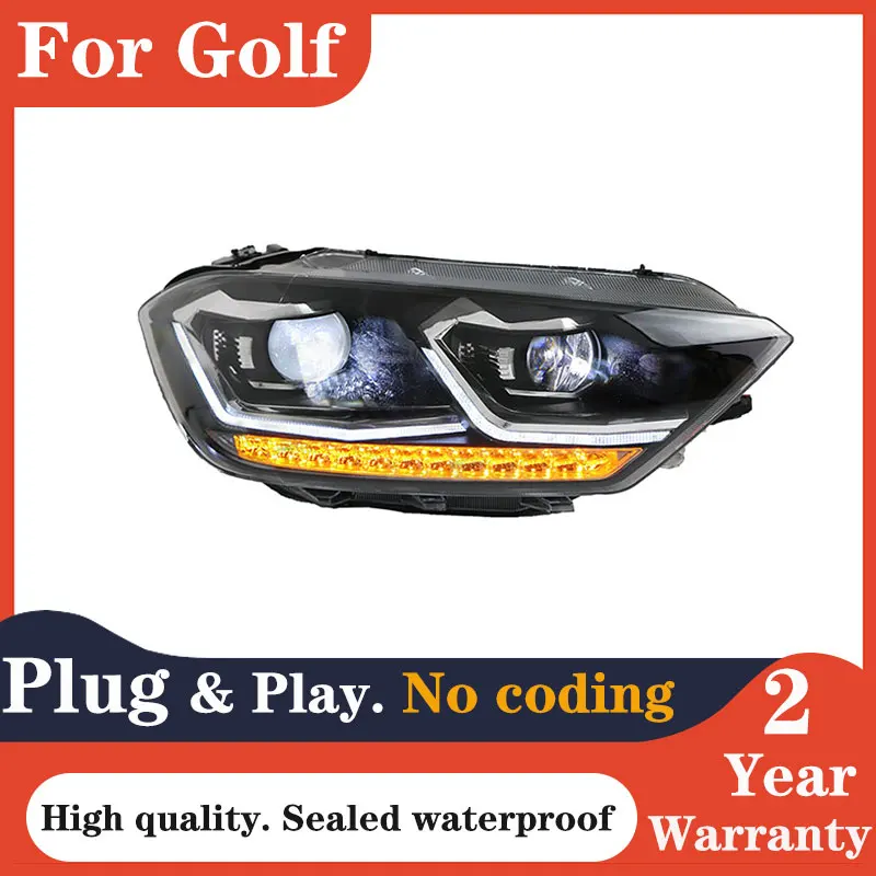 รถจัดแต่งทรงผมโคมไฟสำหรับ Golf Sportsvan ไฟหน้า2016 Golf 7 Sportsvan LED ไฟหน้า Bi Xenon โปรเจคเตอร์เลนส์อุปกรณ์เสริมอัตโนมัติ