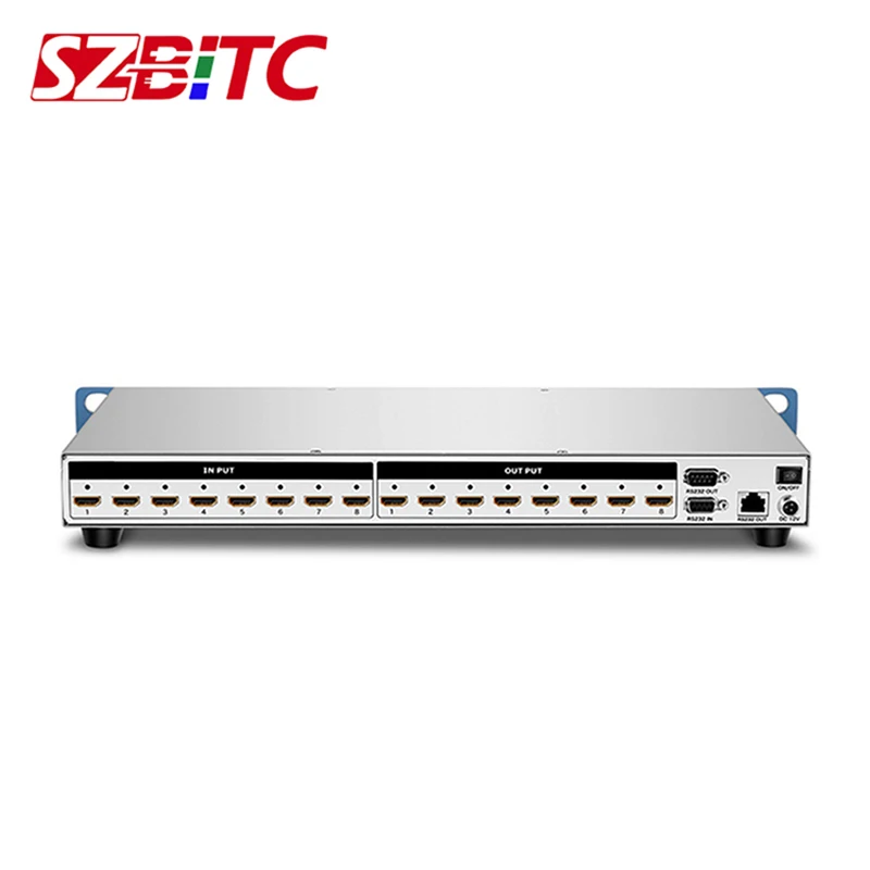 SZBITC 4K HDMI Matrix 8 in 8 out Video Switcher Splitter 8x8 EDID RS232,Visual Button,IR Remote Control For LCD TV DVD