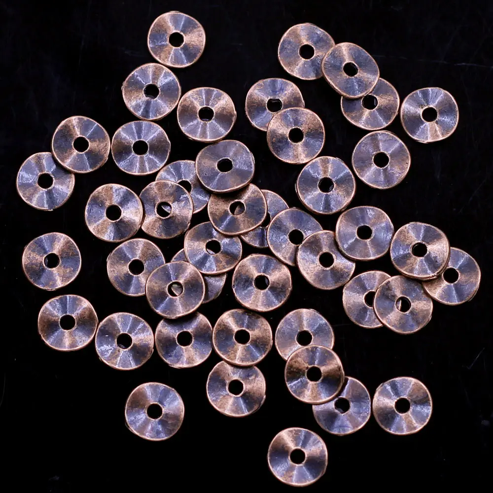 Spacer Beads Wave Round Tortuose Ring Zinc Metal Alloy Copper Tone For Charms Bracelets Jewelry DIY Findings 9mm 100Pcs