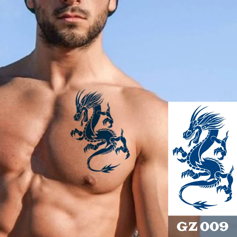 Semi Permanent Dragon Tattoos Body Art Totem Waterproof Temporary Tattoo Sticker For Men Women