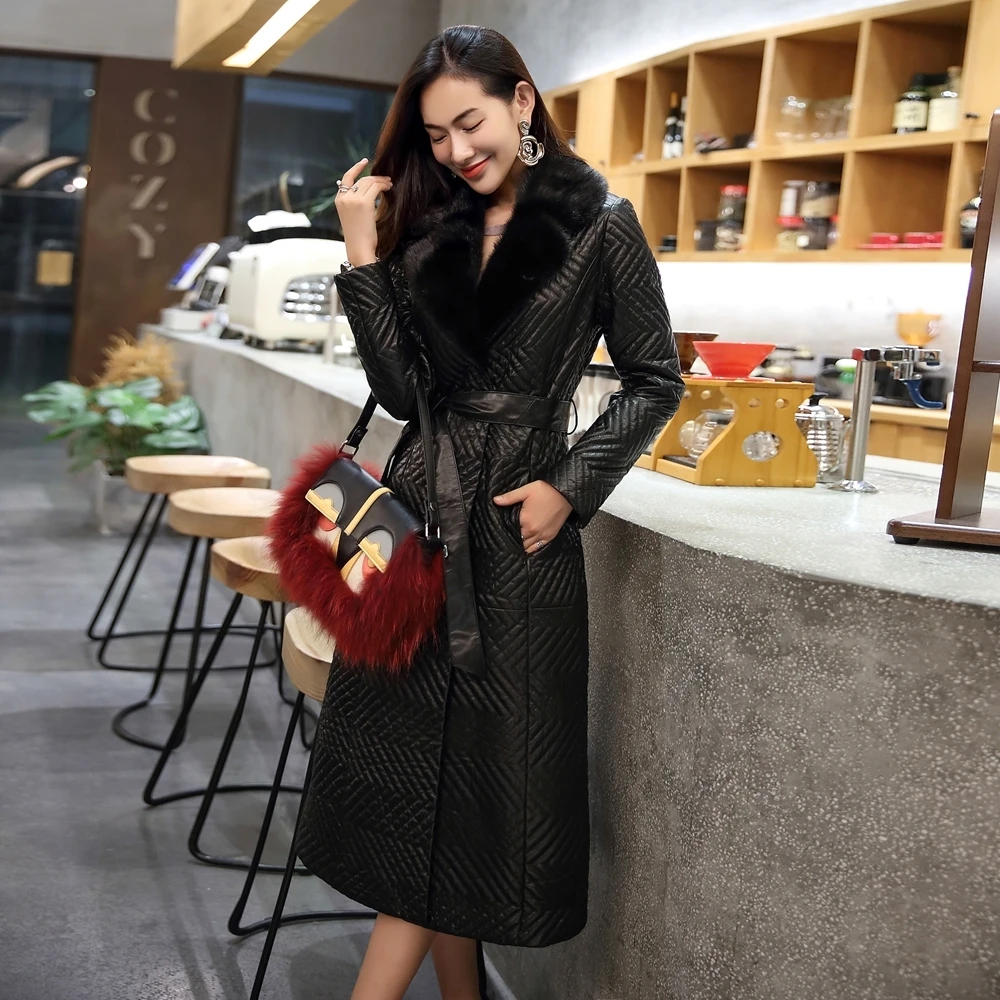 Genuine Leather Jacket Winter Jacket Women Mink Fur Collar Real Sheepskin Coat Female Down Jackets Chaqueta Mujer MY3932