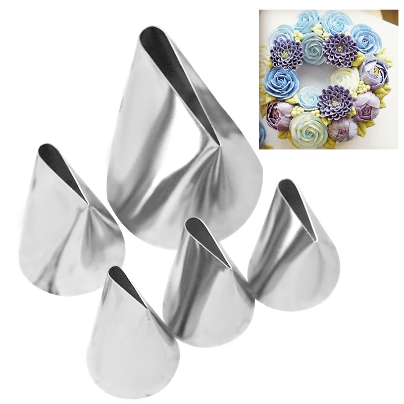 #124 #125 #126 #127 #128 Rose Petal Pastry Nozzles Stainless Steel Nozzle Set DIY Icing Piping Tips Cupcake Cake Decorating Tool