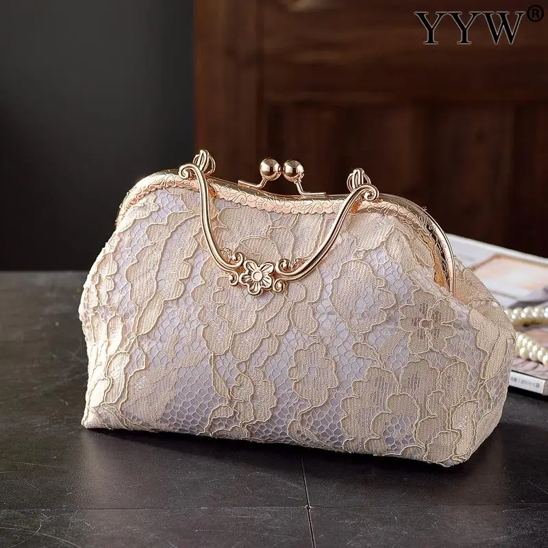 Vintage cetim festa à noite saco de embreagem rendas bolsas e bolsas alça metal luxo designer bolsa das mulheres nova chegada