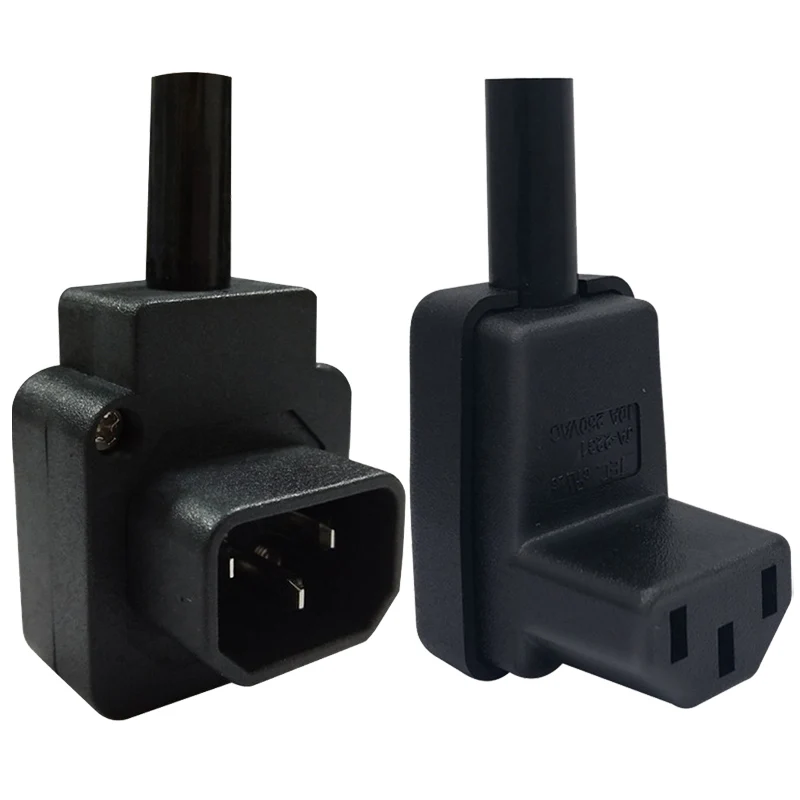 Black Elbow C13 C14 PDU UPS Wiring Power Plug Assemble Install IEC Connector Outlet Power Cord Inline Cable Electric AC Socket