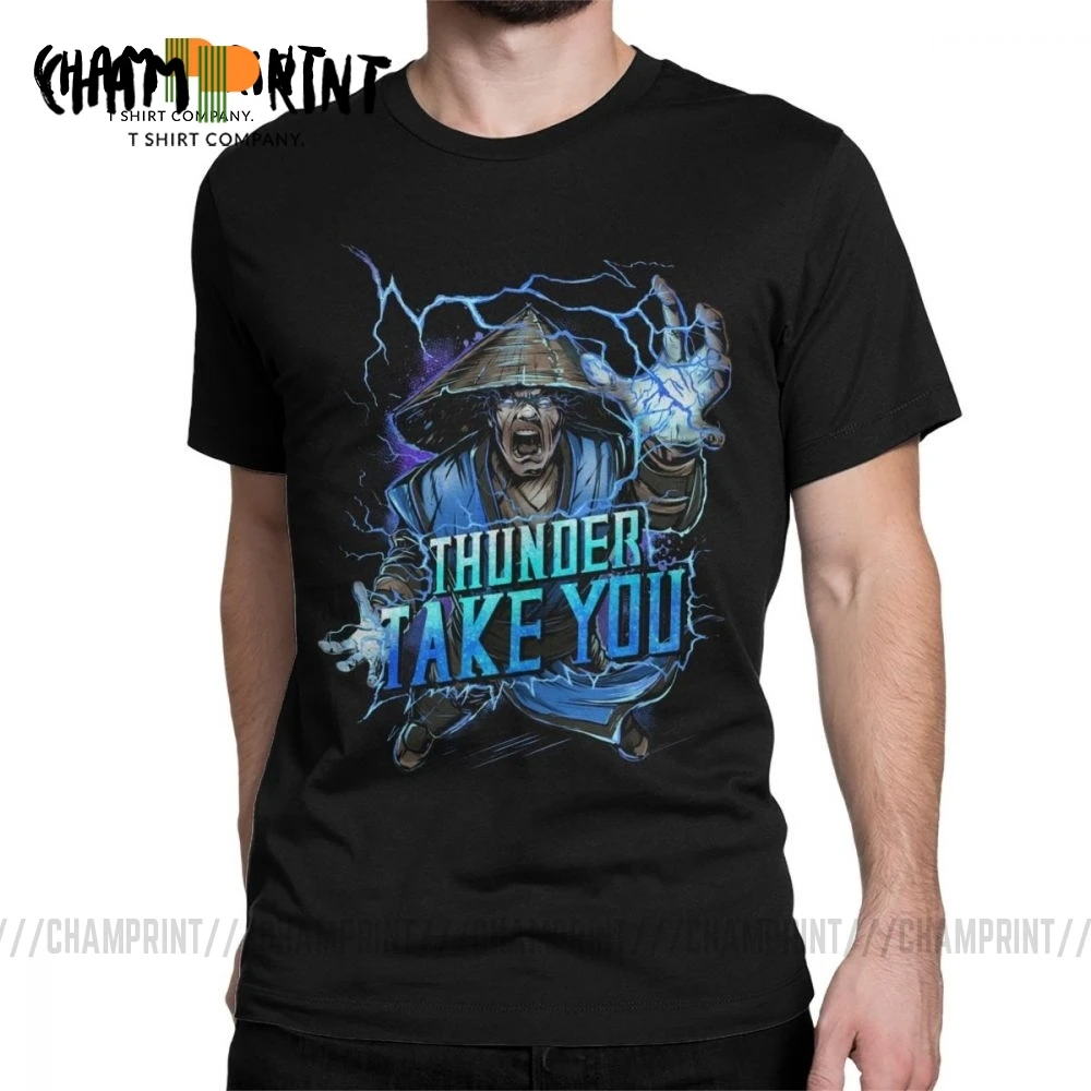 Men's T-Shirt Thunder God Mortal Kombat 11 T Shirts MK Raiden Fatality Videogame Leisure Cotton Tee Shirt Crew Neck Tops Adult