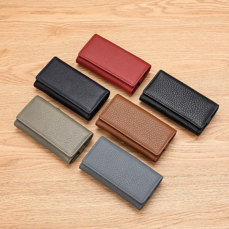 Simple Genuine Leather Unisex Key Wallets Practical Trifold Keys Organizer Men Car Key Holder Women Housekeeper Pouch Coin Purse