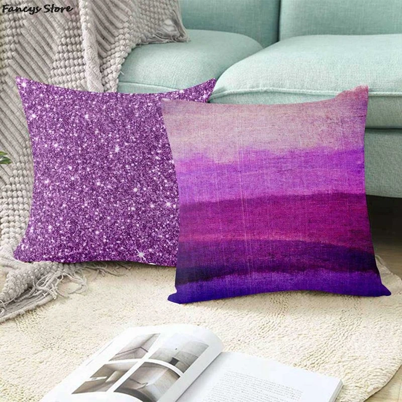 45*45 Simple Purple Single-sided Printing Pillowcase Sofa Car Decoration Family Pillow Cover Top Luxury Polyester Soft Ornament