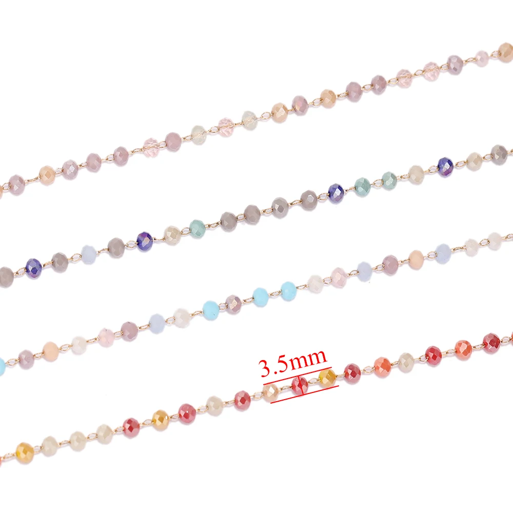1 Meter Edelstahl Bunte Glasperlenketten DIY Schmuckherstellung Halsketten Zubehör Armbänder Fußkettchen Zubehör – Detail 6