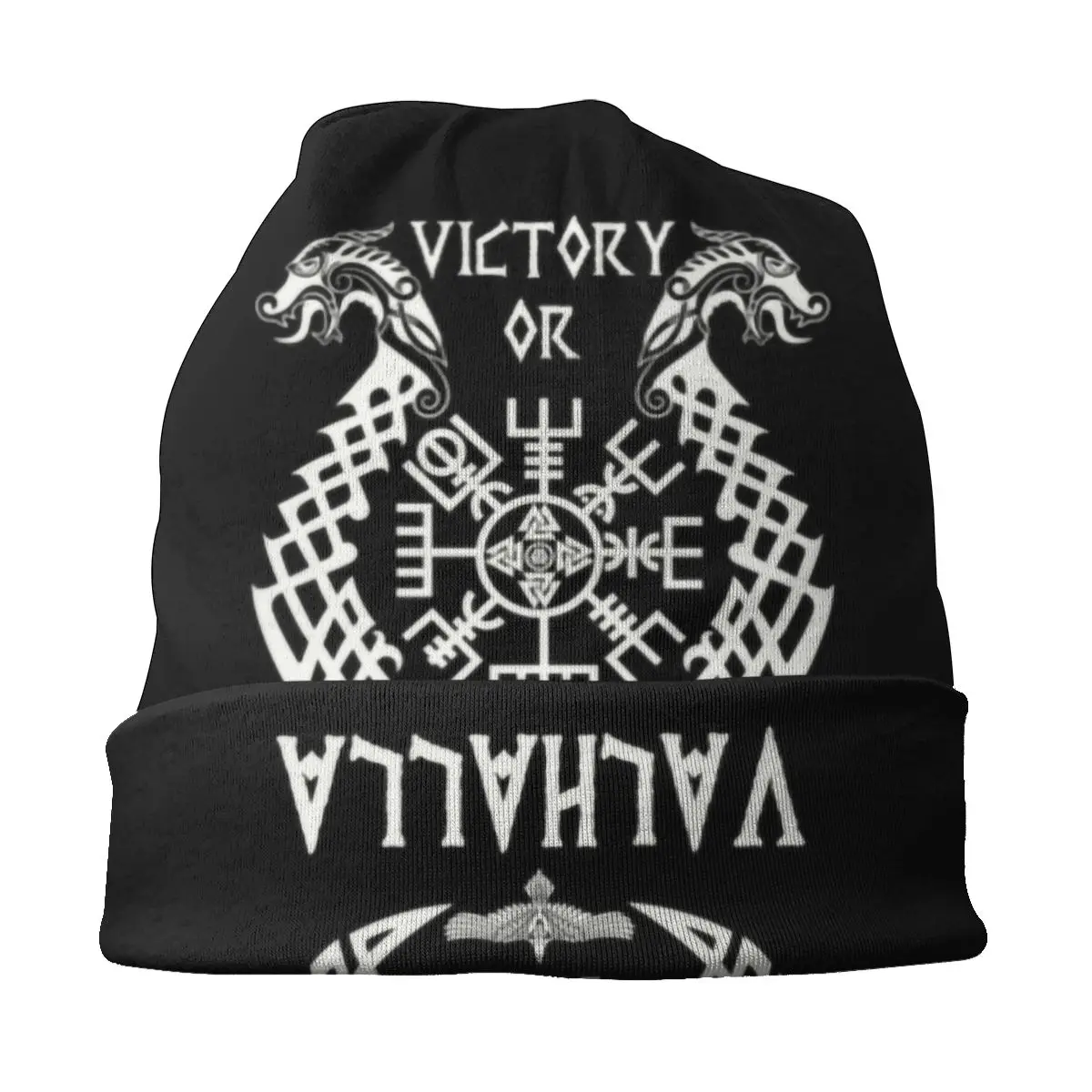 Custom Victory Or Valhalla Viking Beanies Caps For Men Women Unisex Hip Hop Winter Warm Knit Hat Adult Bonnet Hats