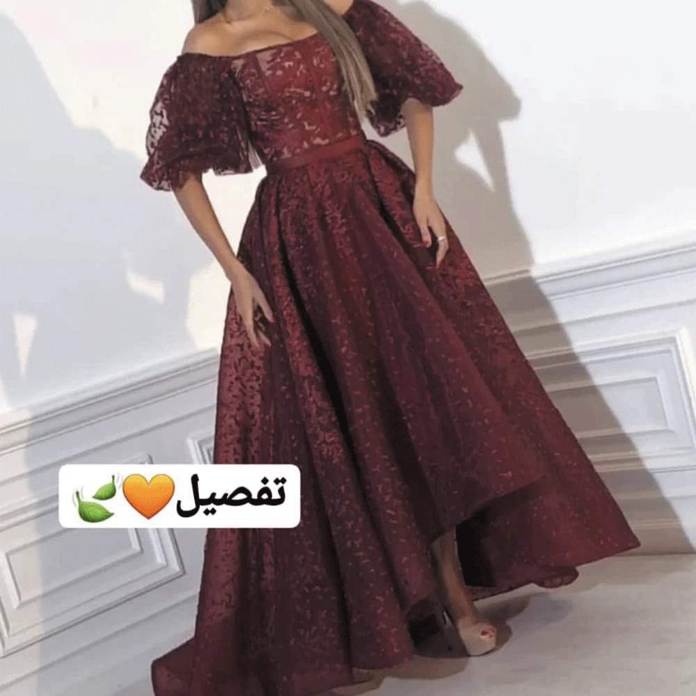 SuperKimJo Vestidos دي فييستا ارغوس Elegantes دي حفل العربية عنابي حفلة موسيقية فساتين الدانتيل زين أعلى أدنى حفلة موسيقية ثوب