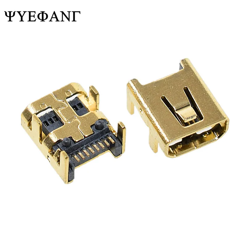 5pcs Mini USB 8 Pin Female Jack Pcb Socket Connector Welding Female Jack 8P Gold Plated Connector Plug