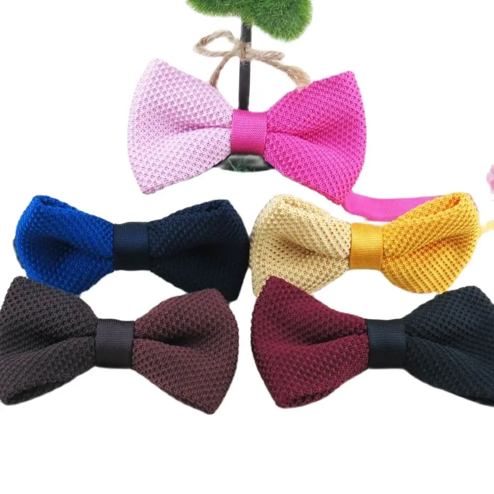 Fancy knitted bowtie  two color symmetry fashion joining together to design a variety of color optional