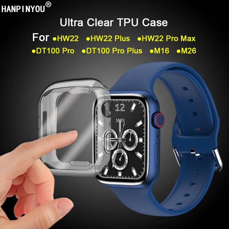 Funda completa de silicona suave para reloj IWO 6, carcasa protectora de pantalla, 44mm, HW22 Pro Max, DT100 Pro, M16, M26 Plus