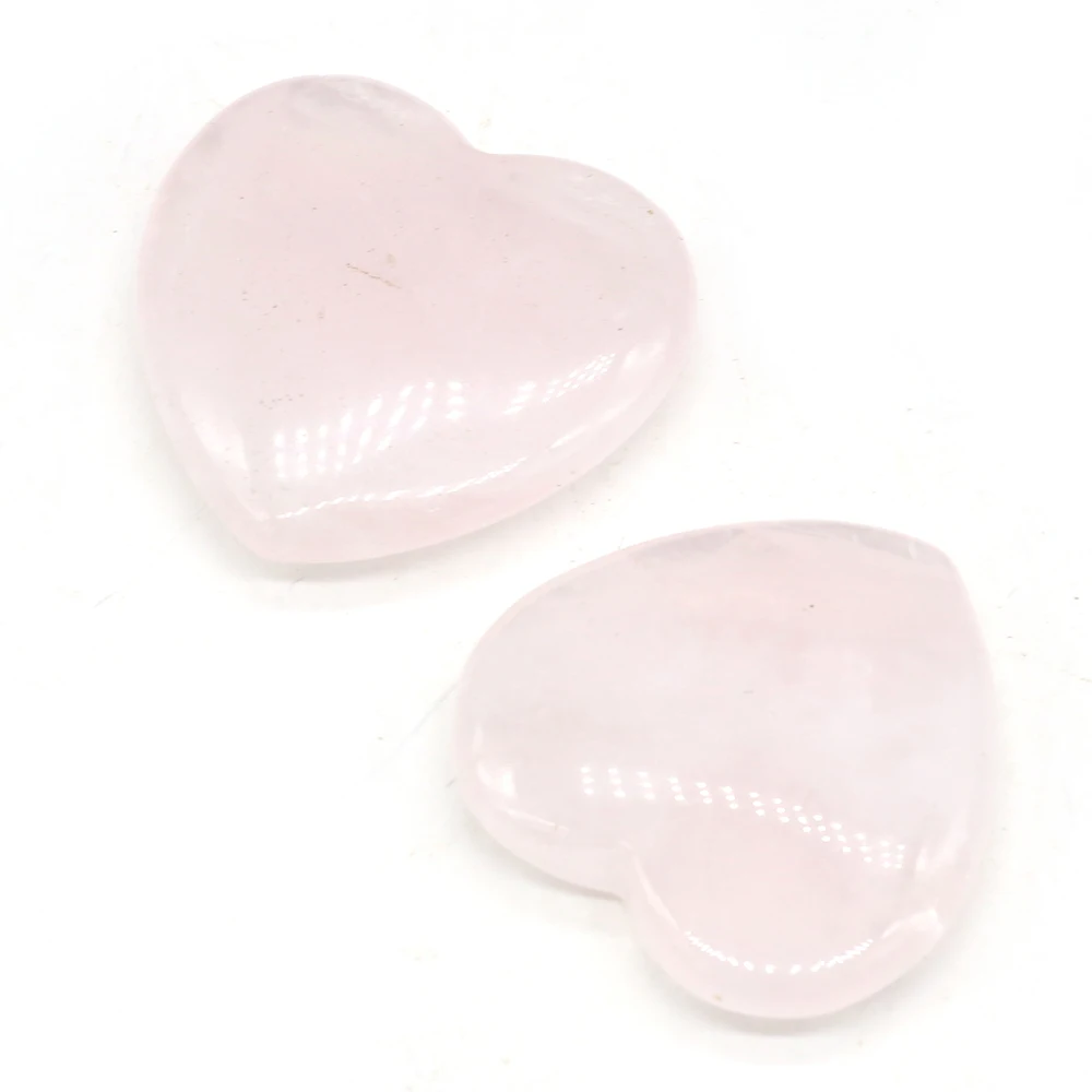 1PC Rose Quartz Natural Loose Beads Ornaments Love Heart Shape Polished Stone Reiki Healing Crystal DIY Gift Decoration Minerals
