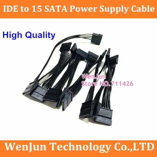 

PC Server 4pin IDE Molex 1 to 15 SATA 15pin Adapter PCI Express Riser Card Splitter Power Cable Cord 18AWG for HDD SSD