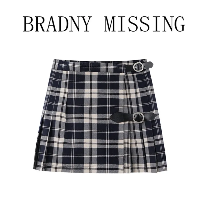 Sweet Girls England Style High Waist Mini Skirt 2022 Spring-autumn Fashion Ladies All-match Women Plaid Pleated Skirt