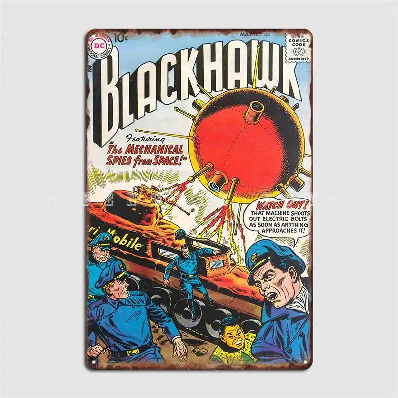 1958 Blackhawk Comic Cover Fading Restore Poster Metal Plaque Classic Club Bar Plaques Club Tin Sign Poster