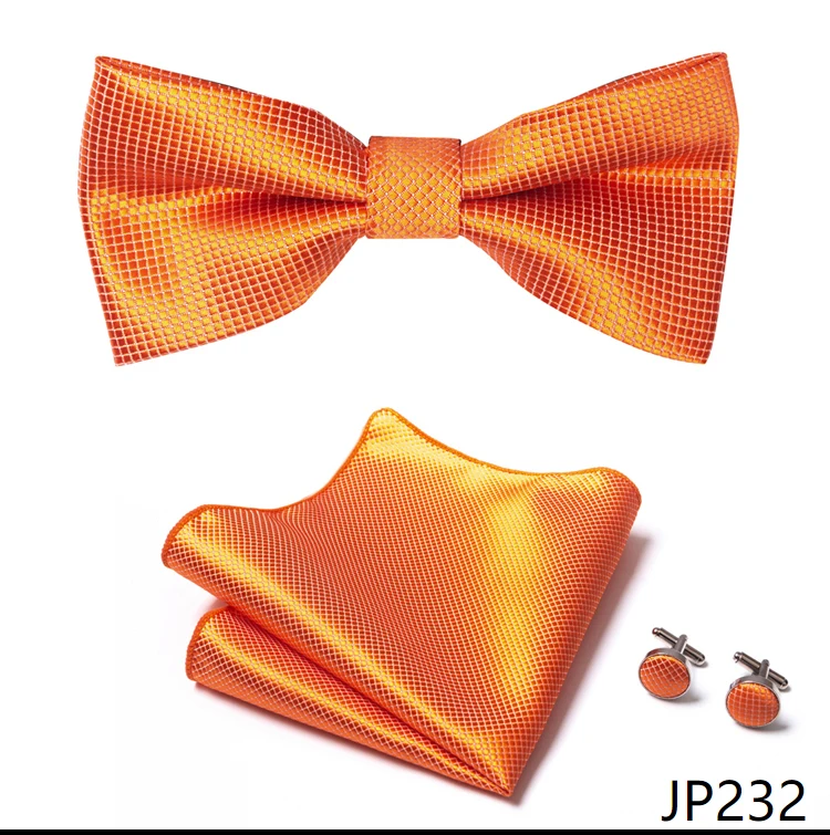 Great Quality Silver Office Butterfly Hanky Cufflink Set Bowtie For Men Geometric Hombre Formal Clothing