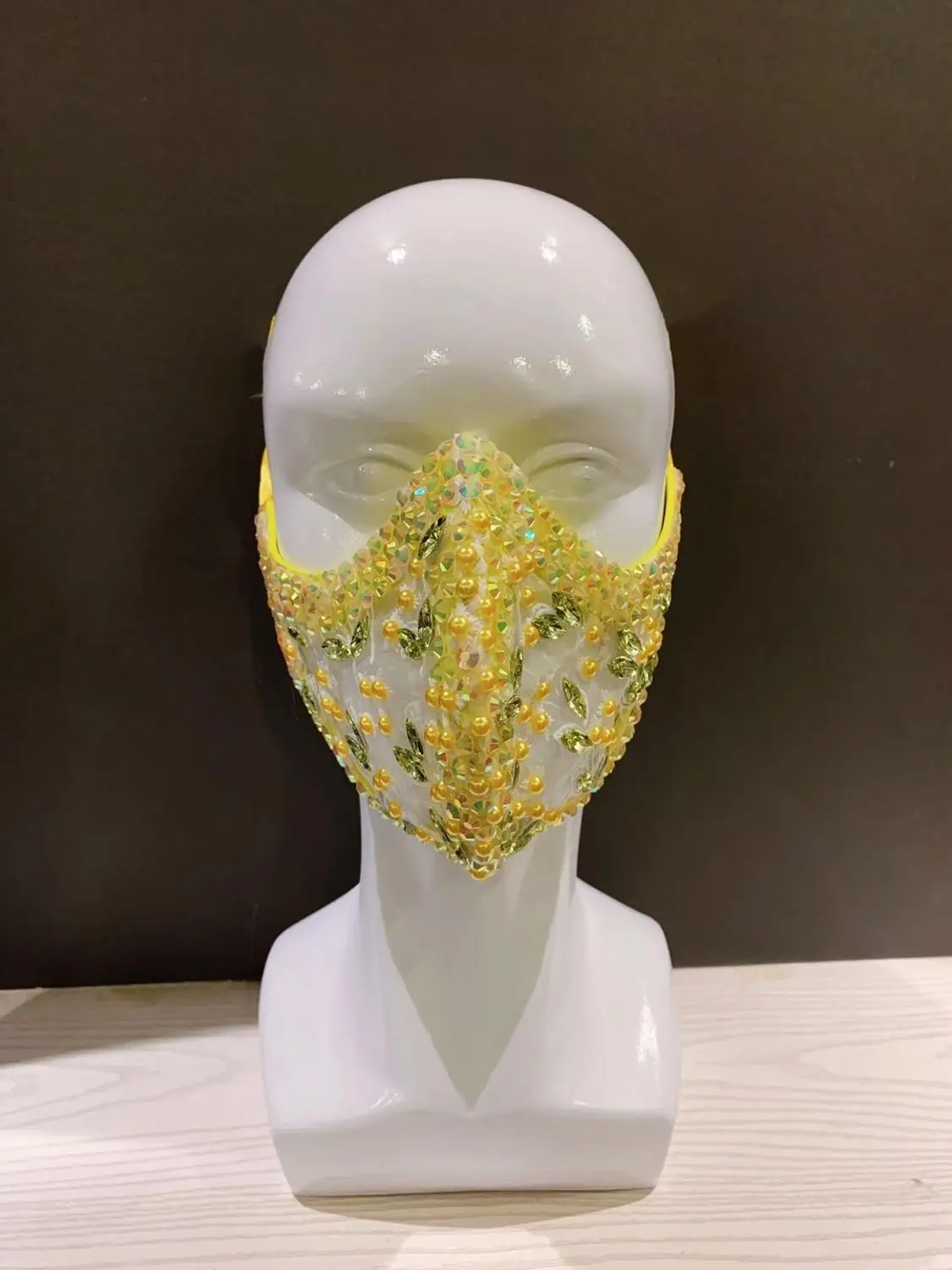 Shiny Rhinestones Mask Crystals Stones Performance Accessories Halloween Party Bar Nightclub DJ Singer Dancer Ornament