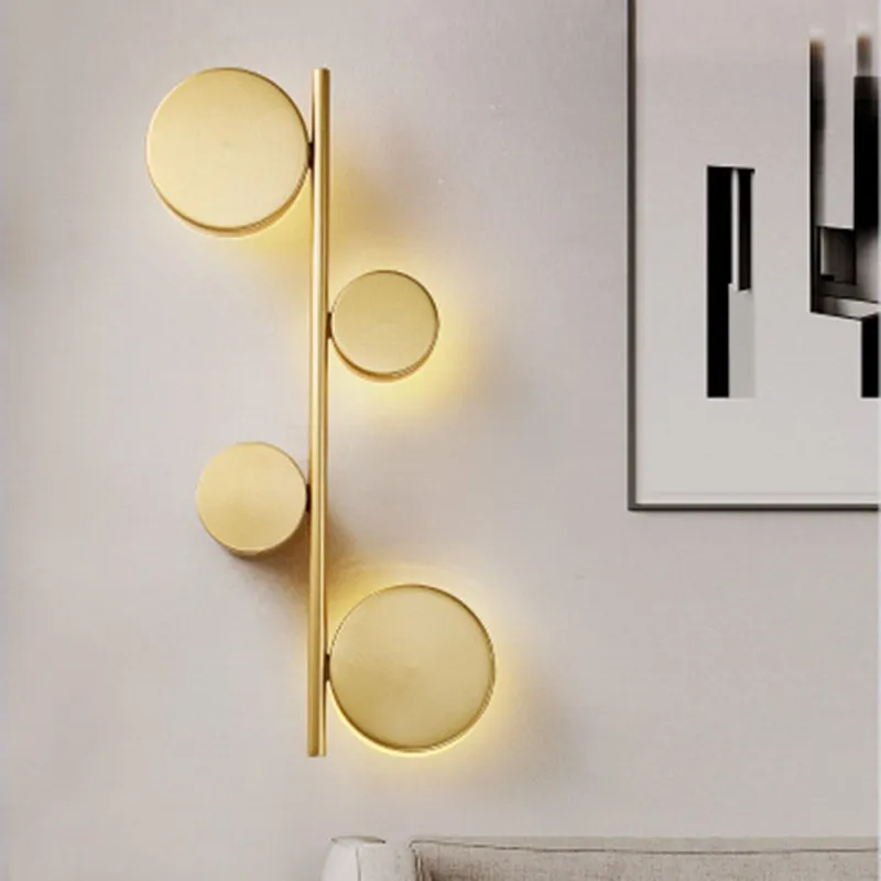 

Nordic post-modern long wall lamp creative personality art light luxury milk tea shop golden dot decorative wall lamp