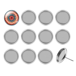 50pcs/Lot Stainless Steel Blank Earring Base Setting 10mm 12mm 14mm 16mm Cabochon Stud Earrings Jewelry Making DIY Findings