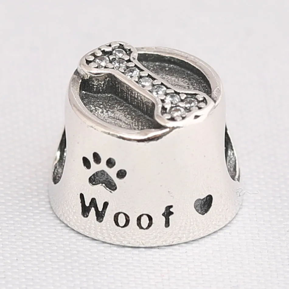 Girls Bracelets Bead Silver DIY Jewelry Dog Bowl Woof Charm fit Lady Bracelet Bangle Girl Gift