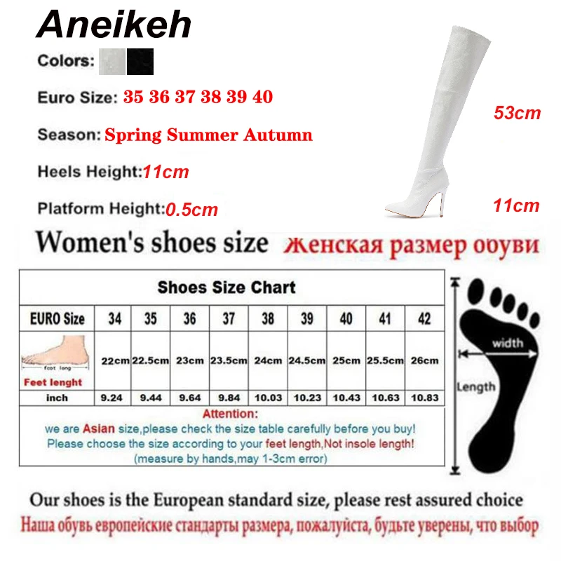 Aneikeh NEW Fashion Striped 11CM Thin Heels Ladies Boots 2024 Spring Sexy Over-the-Knee Side Zipper Slip-On Pointed Toe Shoes