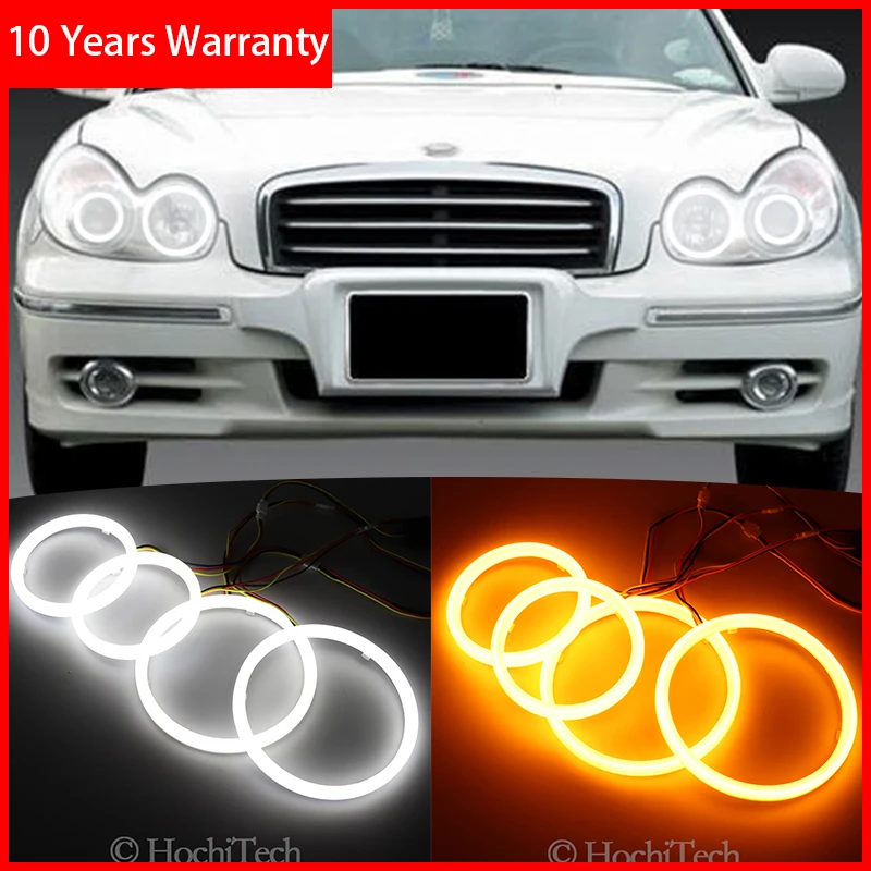 

Cotton Switchback LED White Amber Angel Eye Halo Rings DRL turn signal light for Hyundai Sonata 2002 2003 2004 2005