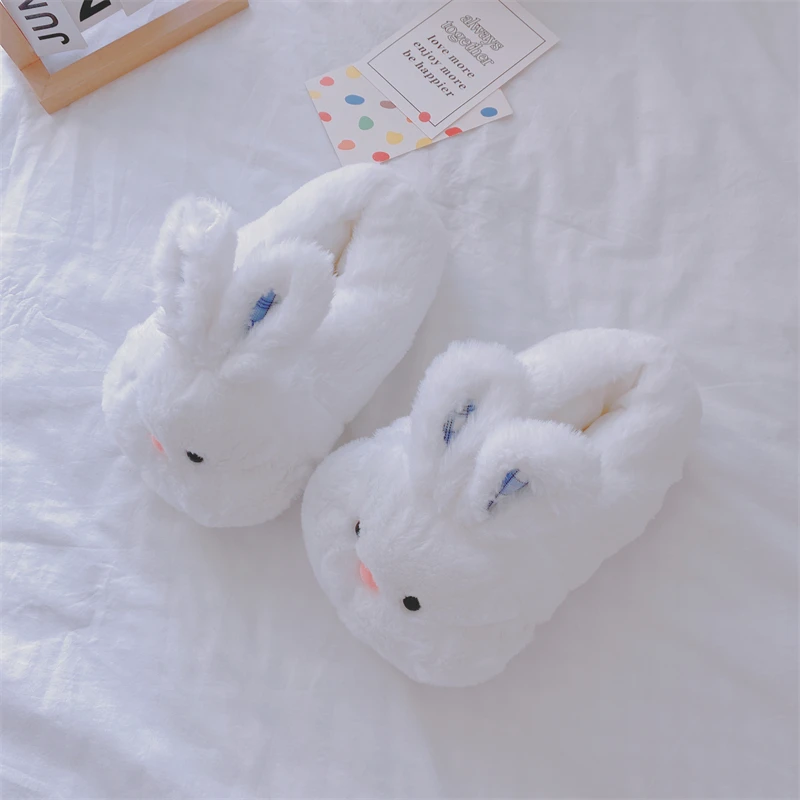 Cartoon Home Cotton Shoes Warm Winter Indoor Slippers Women Girl Couples Soft and thick sole Non-slip Rabbit Bear Pig Pink White