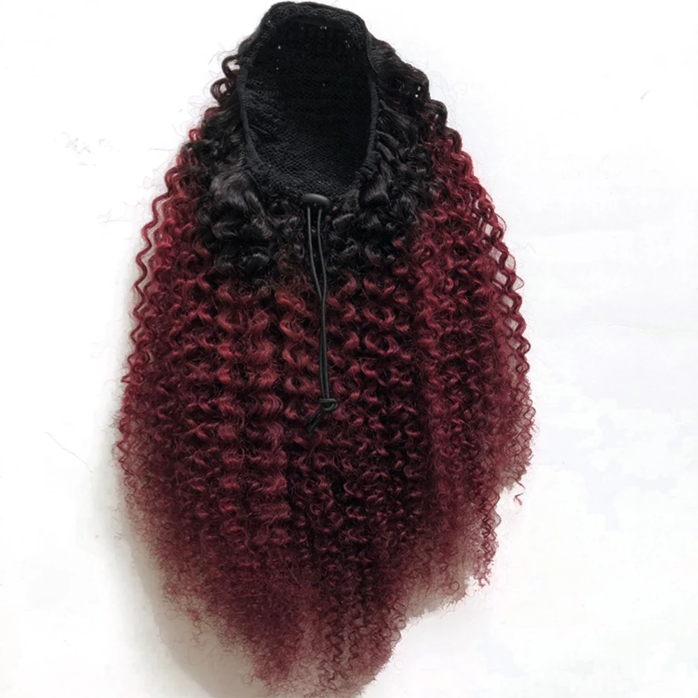 

Human Hair Ponytail For Black Women Drawstring Ponytail Afro Kinky Curly Hair Natural Hairpieces Remy Human Hair Extensions