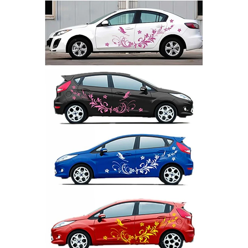 

1Pair Car Stickers Modifield Decal Vinyl Stickers Natural Flower Vine Dragonfly Whole Car Body For Ford Focus Mini Cooper