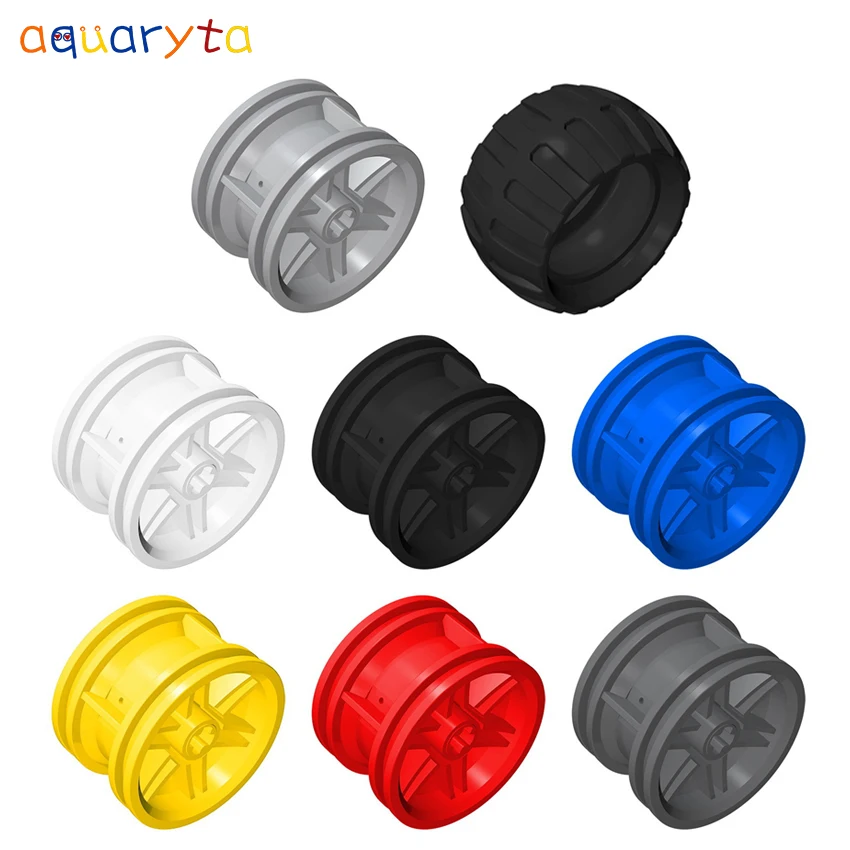 

AQUARYTA 4pcs Technology Building Blocks 30x20mm Wheel Hub and 43x26mm Tire Compatible 56145 61481 DIY Assembles Toys for Teen