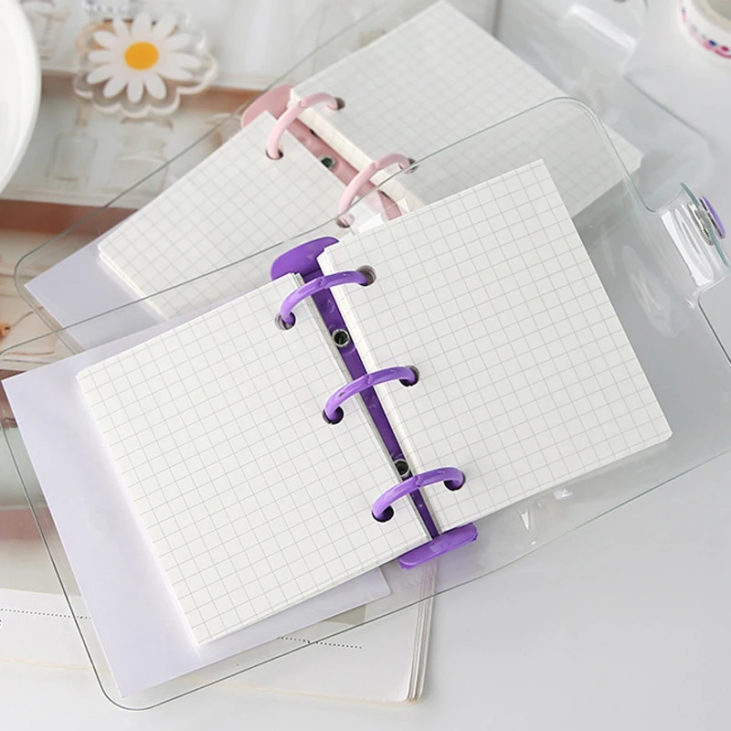 Creative Cute Transparent 3 Rings Mini Loose-leaf Hand Book Student Portable Notebook Ring Binder Kawaii School Supplies