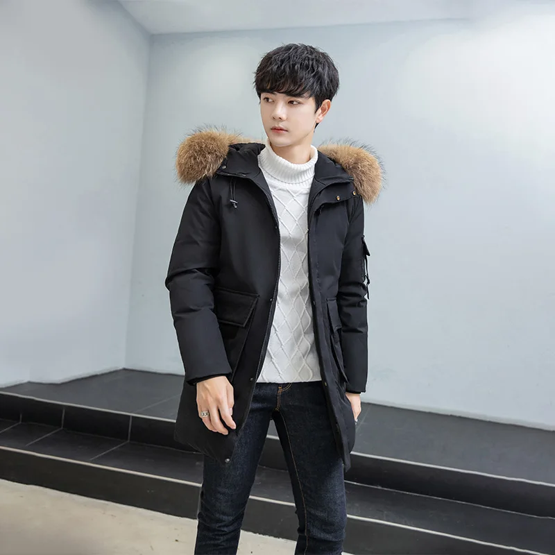 2021 new men's long down jacket winter coat men's thickened outdoor warm jacket brand white duck down big fur High quality coat
