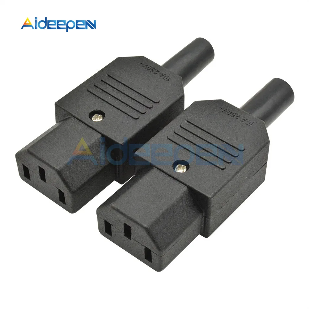 5PCS/Lot AC-013A AC 250V 10A Female Power Adapter 3 Terminals IEC320 C13 AC Power Connector 3 Pins Iron Core