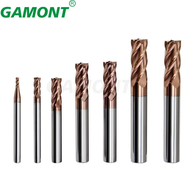 GAMONT HRC65 4-Flute CNC Machinery Maching Special Endmill Tungsten Steel Carbide Nano Coating Flat Milling Cutter Tool