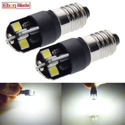 2Pcs E10 Screw Base LED Bulb Light 1447 3030 8SMD 6000K White For Flashlight Torch Motorcycle Car Bike Bikecycle Lamp 6V 12V 24V