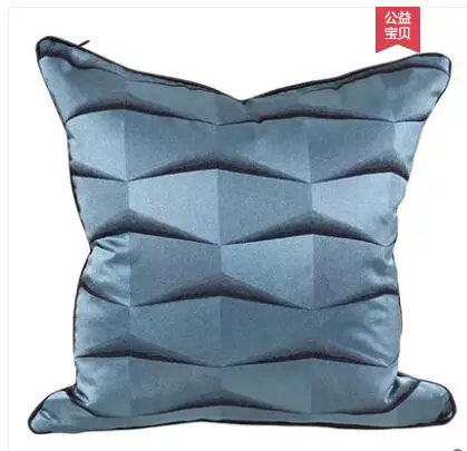 Simple modern bed hotel villa model room exhibition gray blue brown pattern sofa pillowcase