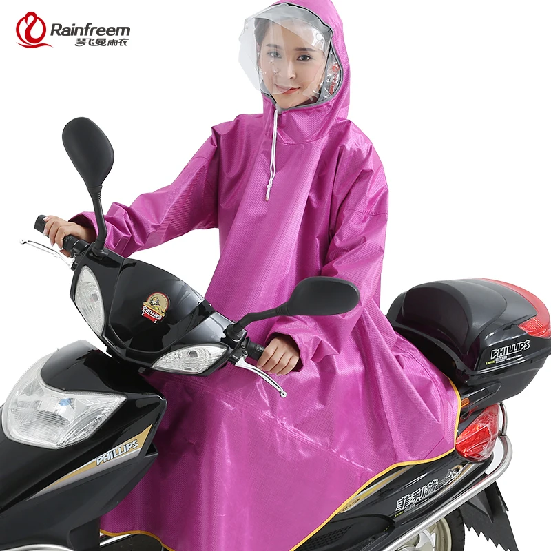 

Rainfreem Men/Women Impermeable Electromobile/Bicycle Rain Poncho Thick Raincoat Double Transparent Hood Rain Gear Rain Coat