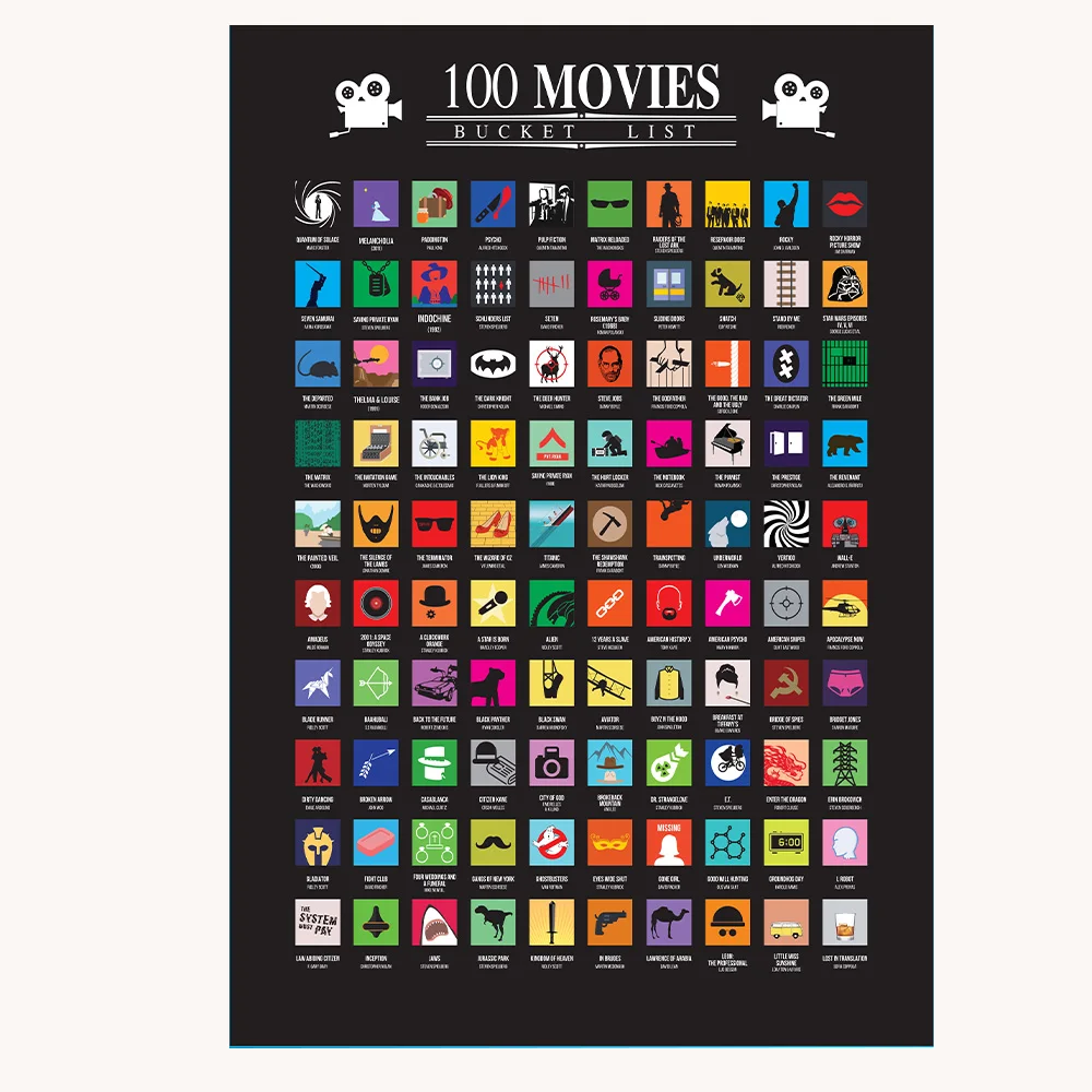 100 Movie Scratch Off Poster Must To See Movies Top Films Of All Time Bucket List For Couple Gift Unframed Decor Home Wallpaper