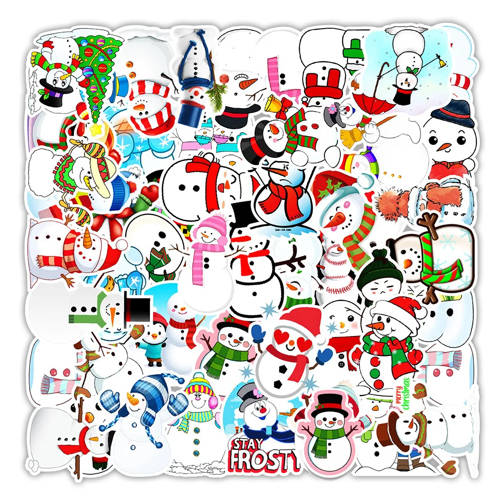 10/30/50PCS Cute Christmas Snowman Cartoon Graffiti Stickers Aesthetic Laptop Guitar Phone Waterproof Decal Sticker Pack Kid Toy