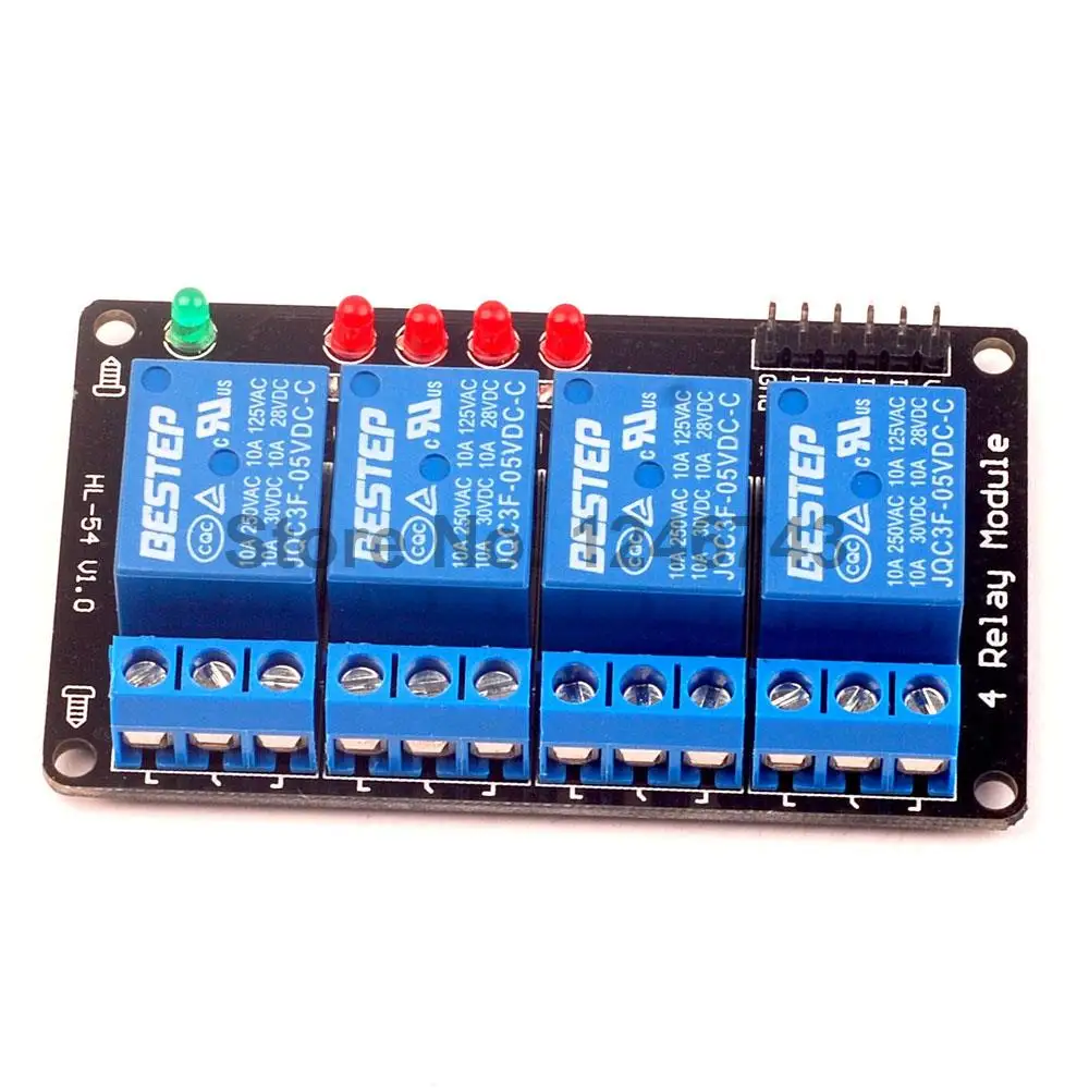 

20pcs Black 4 Channel Relay Module 5V lamp Low level for SCM Household Appliance Control