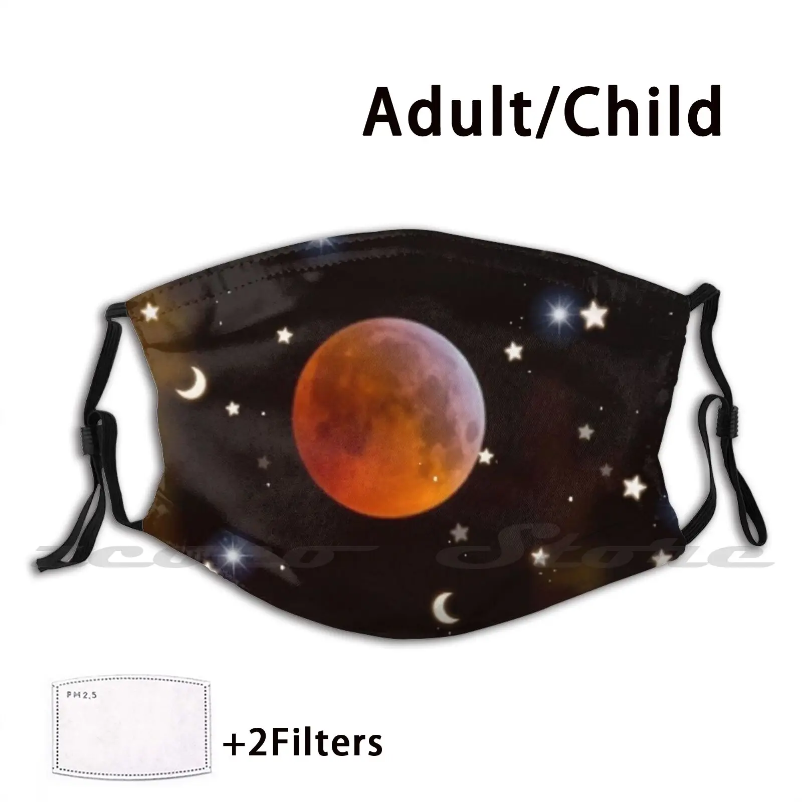 

The Moon And The Stars Mask Cloth Reusable Print Filter Washable Night Moon Stars Dark Light Cup Cover Neck Facemask Tablets