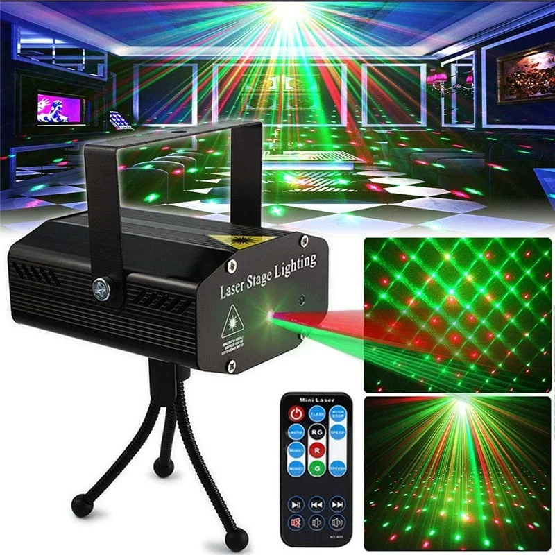 

Portable Remote Control LED Stage Light DJ Disco Light Projector Laser Lights Sound Activated Flash For Christmas Party Wedding