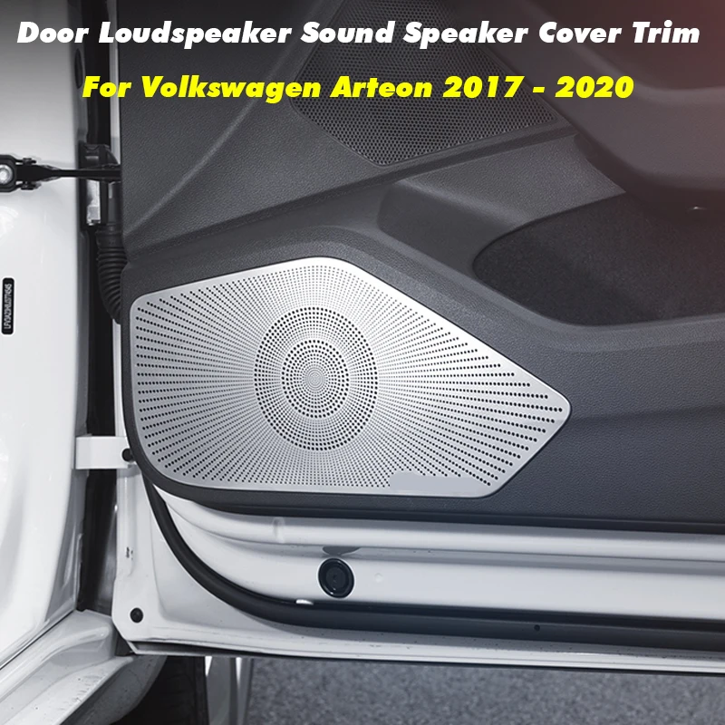 For VW Volkswagen Arteon 2017 2018 2019 2020 Car Door Loudspeaker Sound Chrome Speaker Cover Trim Frame Sticker Interior