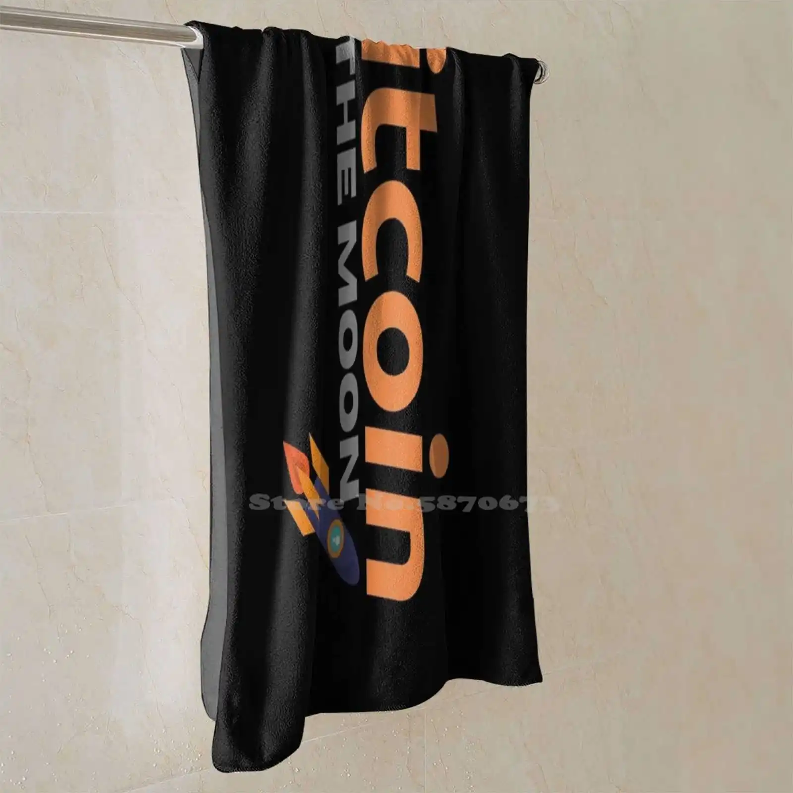 Btc To The Moon! Custom Soft Bathroom Towels Home Outdoor Btc Moon Crypto Rocket Hodl Currency Magnet Cup Blast Off Bitcoin