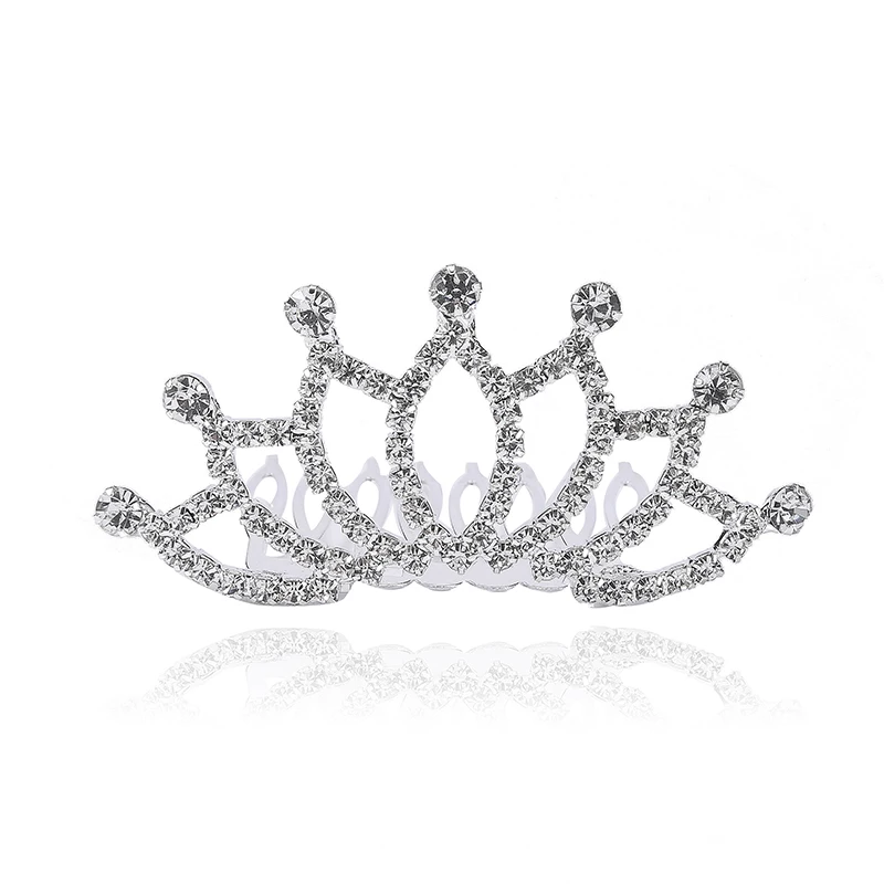 Flower Girls Clear Stone Small Crown Tiara Hair Accessories Wedding Party Girls Kids Tiara Jewelry